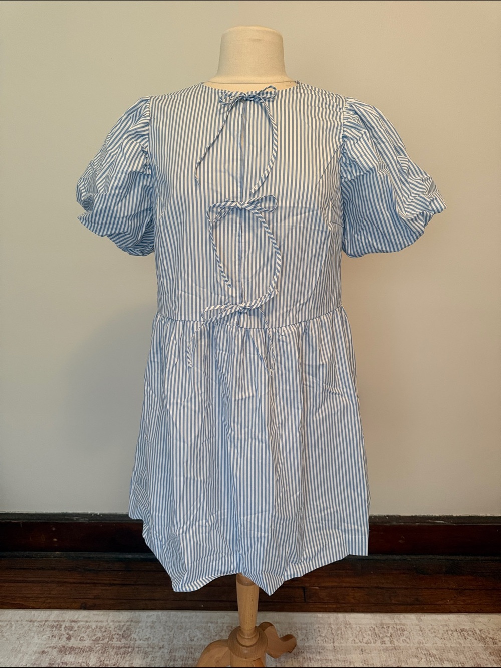 H&M Blue and White Striped Mini Dress